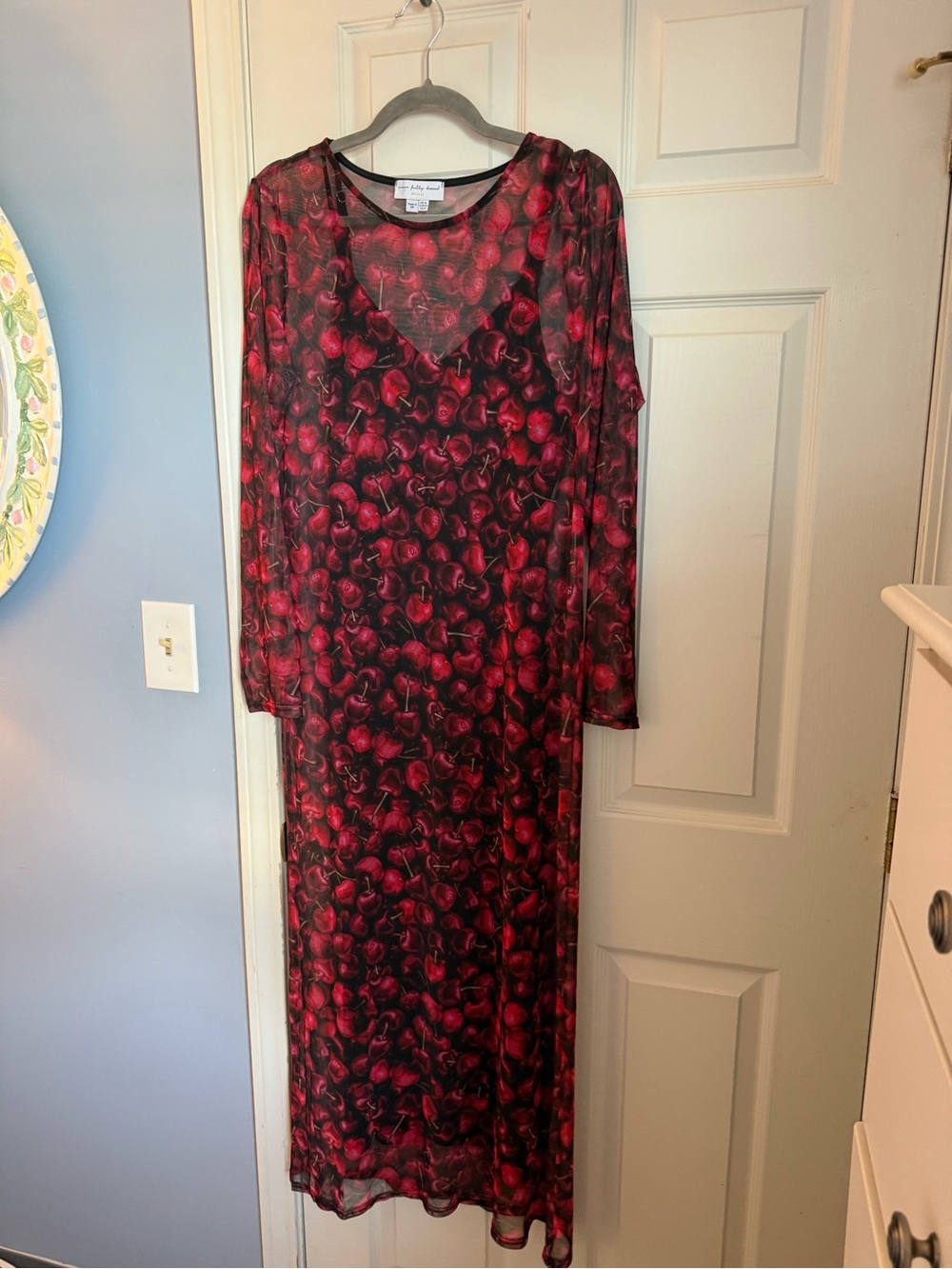 Never Fully Dressed Black and Red Cherry Printed Maxi Dress